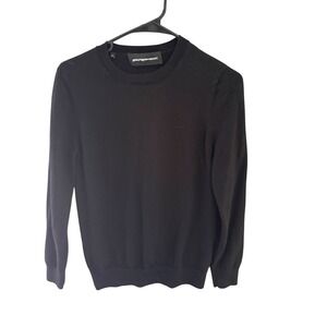 Adolfo Dominguez Mens Black Crewneck Knit Sweater‎ Wool Minimalist Size S